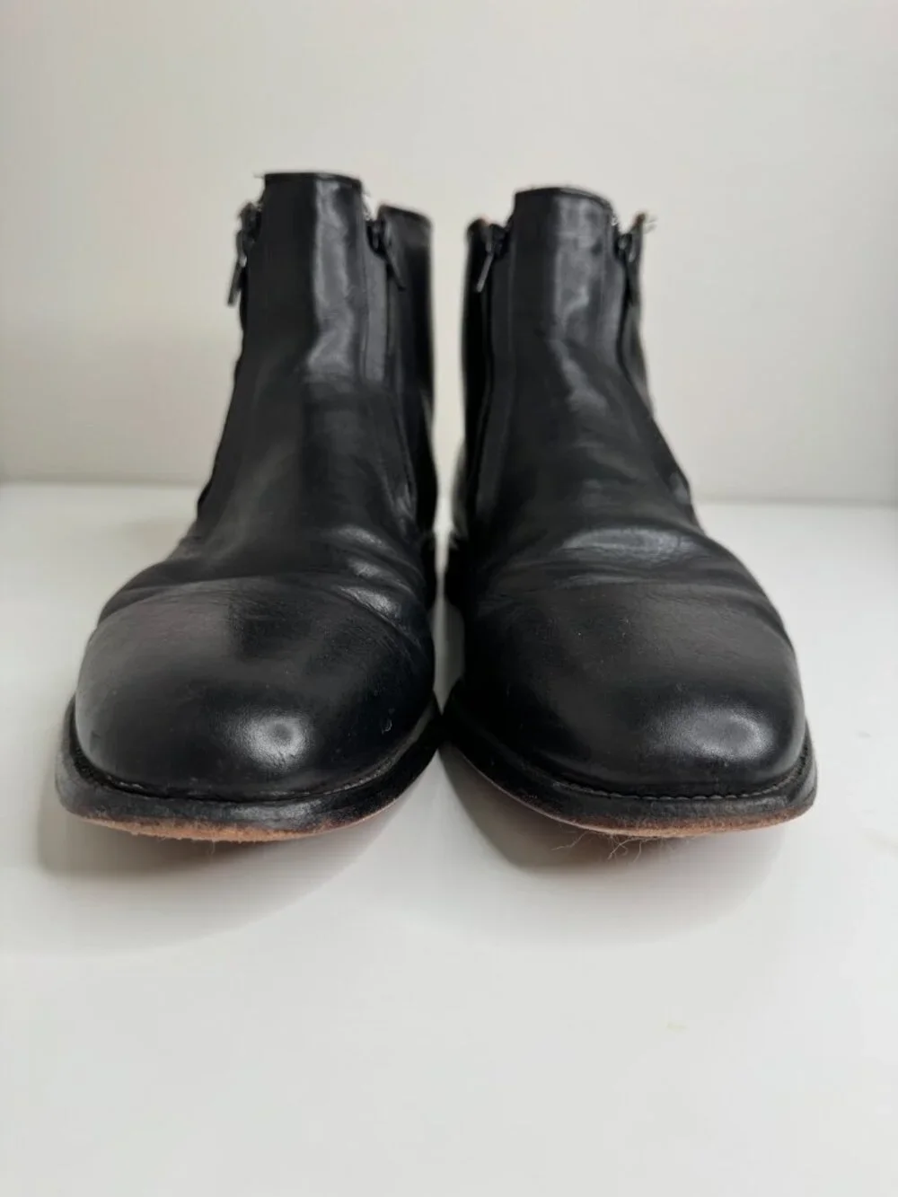 Allen Edmonds Kingston Vintage Boots Mens 11 High Top Black Leather Double Zippe